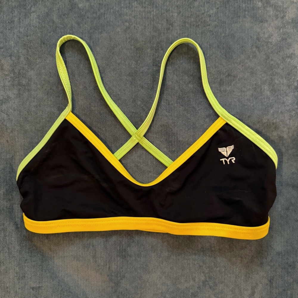 TYR Lime and Yellow Bikini Top